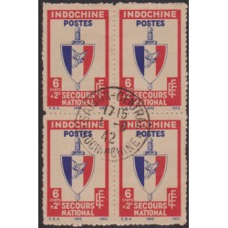 Indochine 281 obl bloc de 4