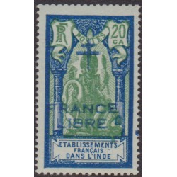 Inde 182a** surcharge bleue