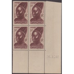 Dahomey 140** Coin daté